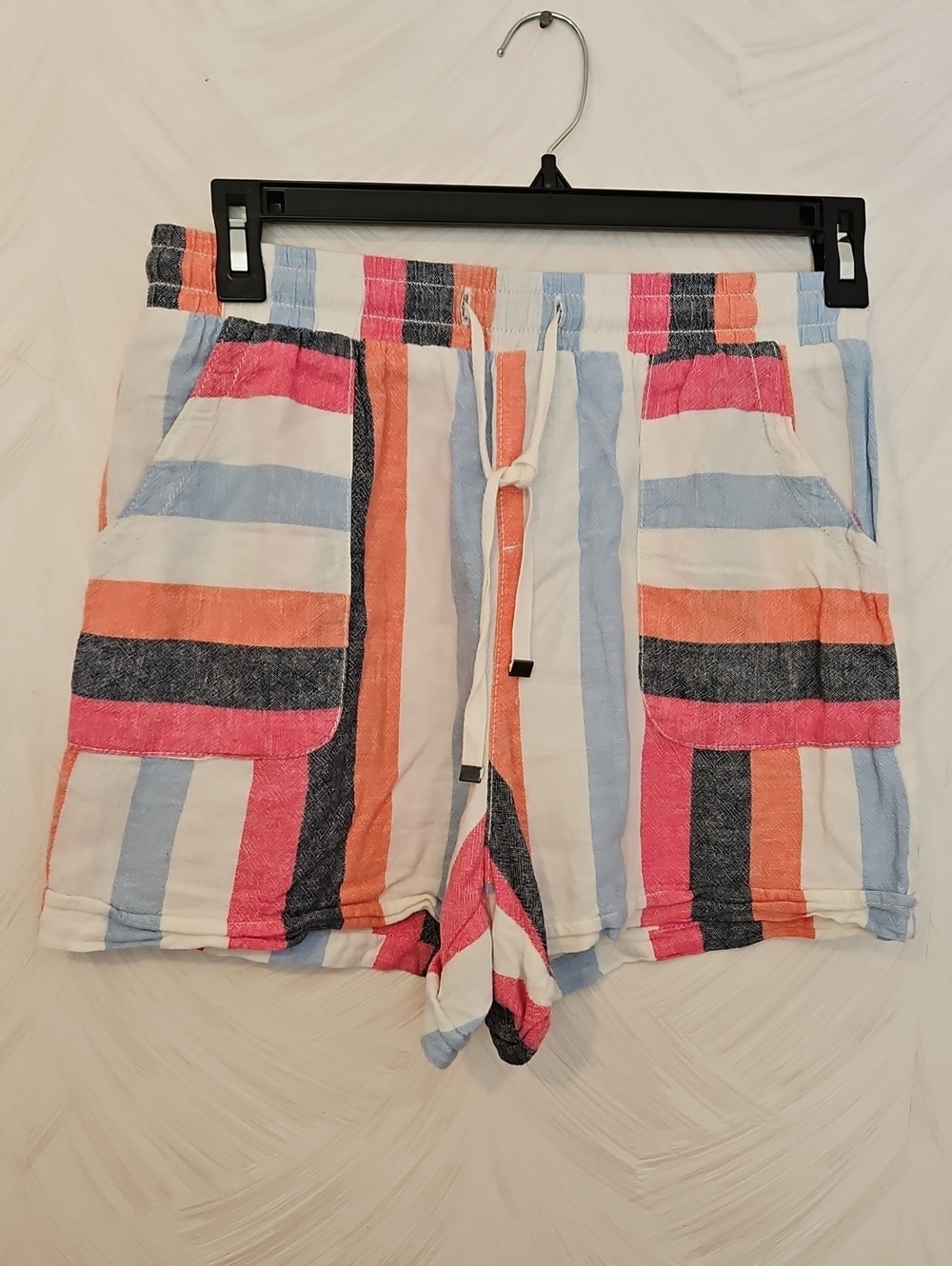 Time and Tru Striped Lightweight Linen Blend Shorts S